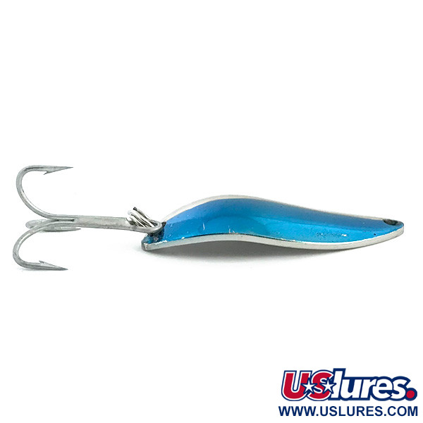 Vintage  Luhr Jensen Krocodile Stubby, 1/2oz Nickel / Blue fishing spoon #6774