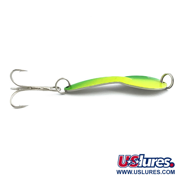  Acme Dazzler #2 UV, 1/4oz Yellow / Green / Nickel fishing spoon #6776