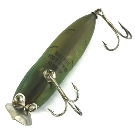 Vintage Millsite Tackle Millsite Wig Wag Floater 100 series, 2/5oz Green fishing lure #6814