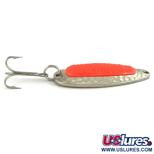 Vintage   Blue Fox Pixee UV, 1/2oz Hammered Nickel / Orange fishing spoon #6822