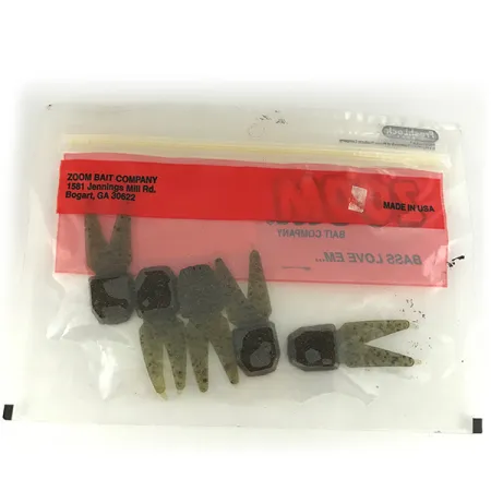 Zoom Tiny Salty Chunk soft bait 5pcs, Green Pumpkin Red fishing #6831