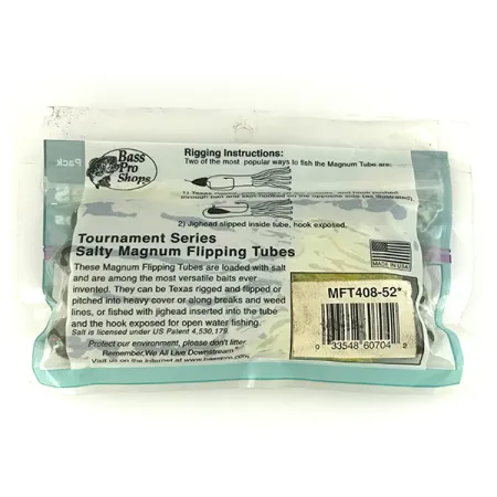 Bass Pro Shops Salty Magnum Flipping Tubes soft bait 8pcs, Green Pumpkin Chartreuse Skirt fishing #6833