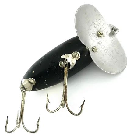 Vintage Fred Arbogast Jitterbug, 1/2oz Black fishing lure #6857