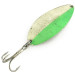 Vintage  Seneca Little Cleo (Hula Girl) Glow, 2/3oz White / Green / Nickel fishing spoon #6868