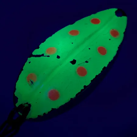 Vintage TODDCO Main liner UV, 2/5oz Yellow / Red / Nickel fishing spoon #6878