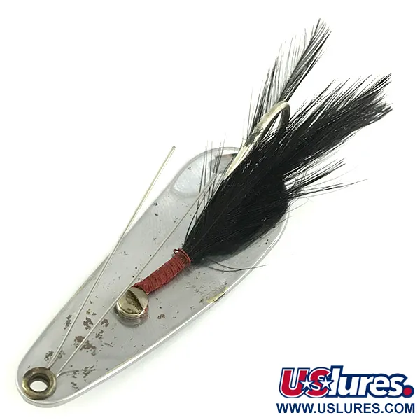 Vintage Weezel bait Rex Spoon, 2/5oz Nickel / Black fishing spoon #6879