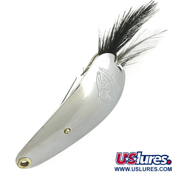 Vintage   Weezel bait Rex Spoon, 2/5oz Nickel / Black fishing spoon #6879