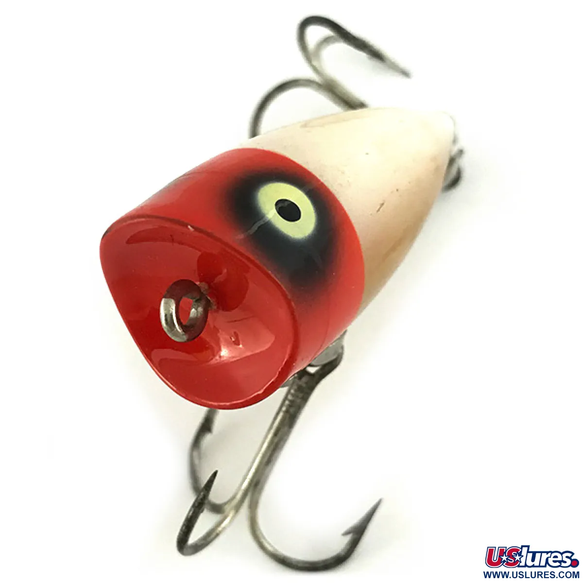 Vintage Heddon Chugger JR, 1/3oz Red / White fishing lure #6882