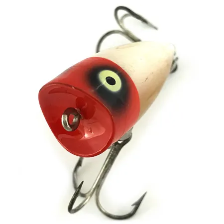Vintage Heddon Chugger JR, 1/3oz Red / White fishing lure #6882