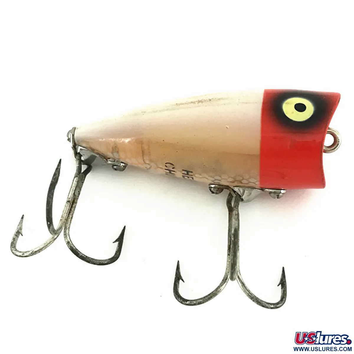 Vintage Heddon Chugger JR, 1/3oz Red / White fishing lure #6882