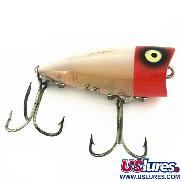 Vintage Heddon Chugger JR, 1/3oz Red / White fishing lure #6882