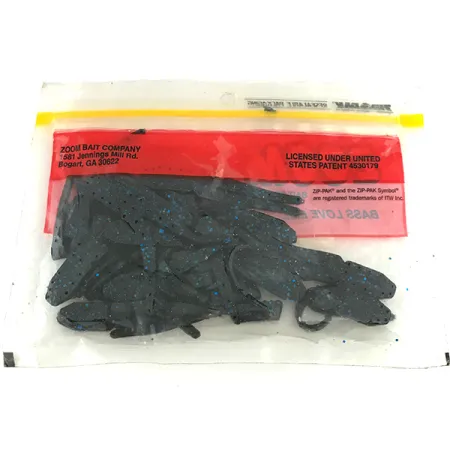Zoom Skinny Chunk soft bait 18pcs, Black / Blue Glitter fishing #6895