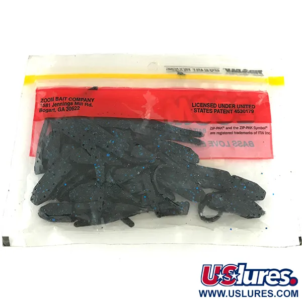   Zoom Skinny Chunk soft bait 18pcs,  Black / Blue Glitter fishing #6895