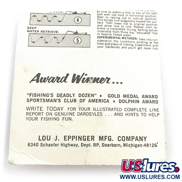  Eppinger Dardevle Midget, 3/16oz Red / White / Nickel fishing spoon #6905