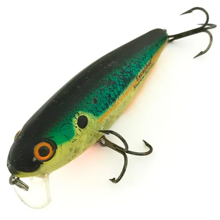Vintage Heddon  Excalibur Shallow Runner Bill Dance Swim N Image, 2/5oz Gold / Green fishing lure #6906