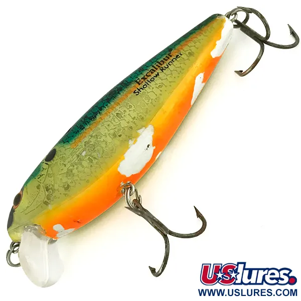 Vintage  Heddon  Excalibur Shallow Runner Bill Dance Swim N Image, 2/5oz Gold / Green fishing lure #6906