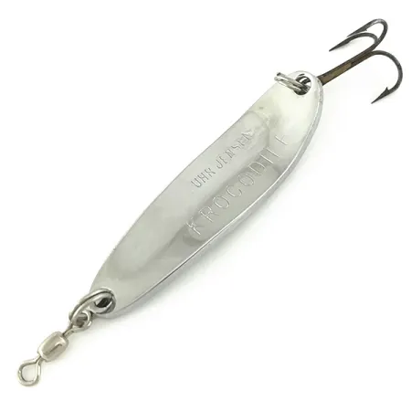 Vintage Luhr Jensen Krocodile Die #3, 1/2oz Hammered Nickel fishing spoon #6914