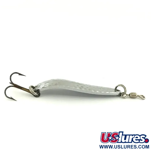 Vintage Luhr Jensen Krocodile Die #3, 1/2oz Hammered Nickel fishing spoon #6914