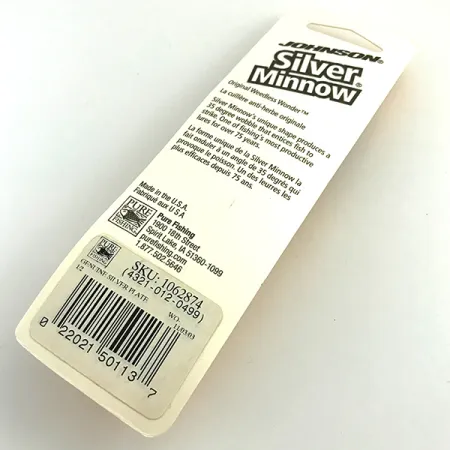 Weedless Johnson Silver Minnow, 1/2oz Silver / Silver Plated fishing spoon #6922