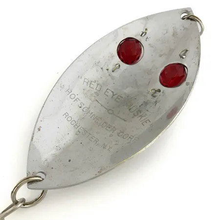 Vintage Hofschneider Red Eye Muskie , 2 1/4oz Nickel / Red Eyes fishing spoon #6923