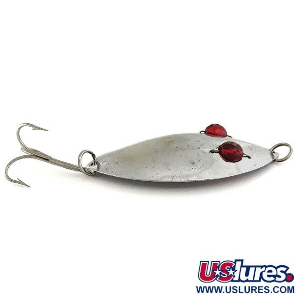 Vintage  Hofschneider Red Eye Muskie , 2 1/4oz Nickel / Red Eyes fishing spoon #6923