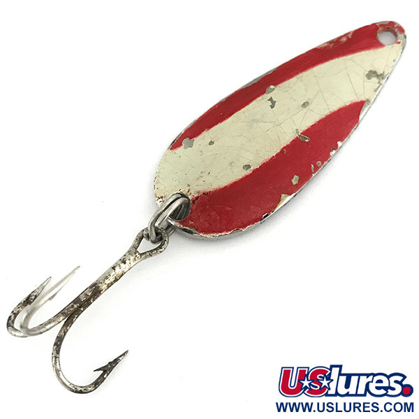 Vintage  Unknown Keystone, 3/16oz Red / White / Nickel fishing spoon #6934