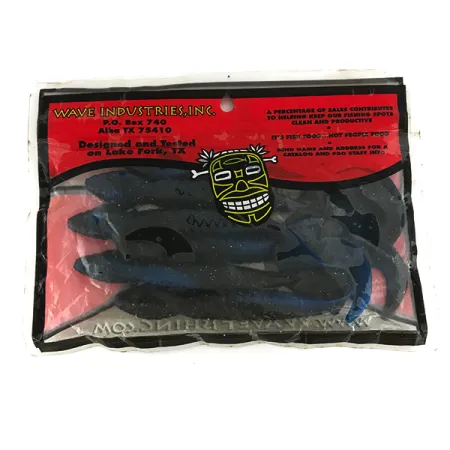 Wave Worms soft bait 6pcs,  Black / Blue Glitter fishing #6959