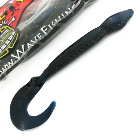Wave Worms soft bait 6pcs,  Black / Blue Glitter fishing #6959