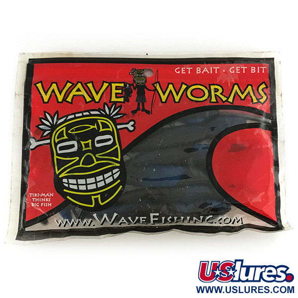  Wave industries Wave Worms soft bait 6pcs,   Black / Blue Glitter fishing #6959