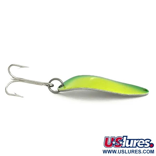 Vintage Seneca Little Cleo (Hula Girl), 1/3oz Yellow / Green / Nickel fishing spoon #6968