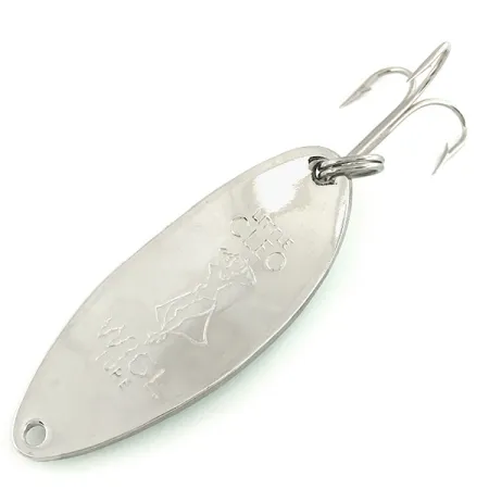 Vintage Seneca Little Cleo (Hula Girl) Glow, 2/3oz White / Green / Nickel fishing spoon #6969