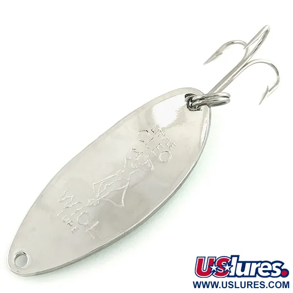Vintage  Seneca Little Cleo (Hula Girl) Glow, 2/3oz White / Green / Nickel fishing spoon #6969