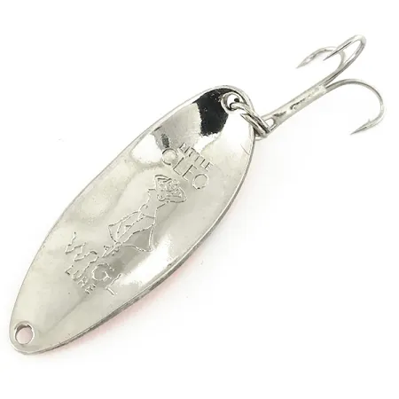 Vintage Seneca Little Cleo (Hula Girl), 1/2oz Red / Nickel fishing spoon #6975