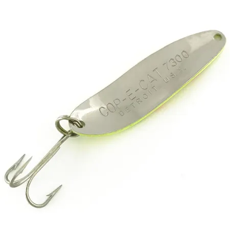 Vintage Eppinger Dardevle Cop-E-Cat 7300 UV, 1/3oz Fluorescent Yellow / Nickel fishing spoon #6988