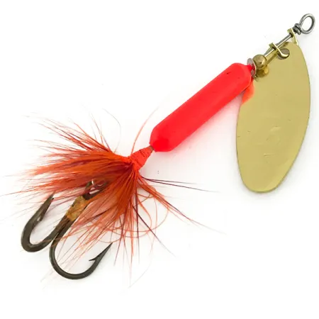 Yakima Bait Worden’s Original Rooster Tail UV, 1/4oz Gold / Orange UV Glow in UV light, Fluorescent spinning lure #7182