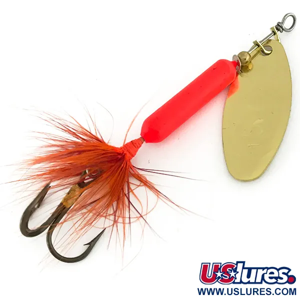  Yakima Bait Worden’s Original Rooster Tail UV, 1/4oz Gold / Orange spinning lure #7014