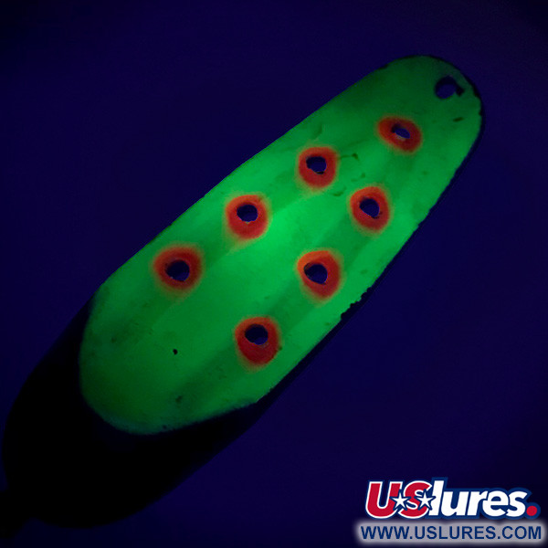 Vintage  Rustowicz Charger №3 UV, 2/5oz Nickel / Yellow / UV Glow in UV light, Fluorescent fishing spoon #7016