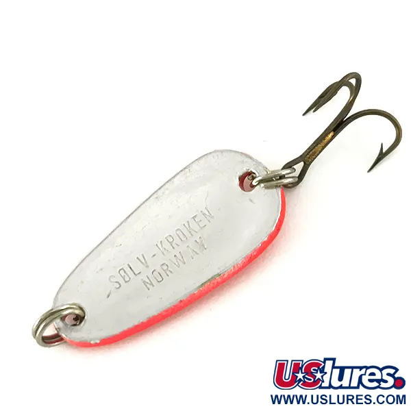 Vintage   Sølvkroken Spesial Classic UV, 1/4oz Red UV / Silver fishing spoon #7045