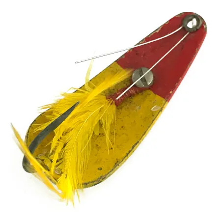 Vintage Weezel bait Rex Spoon, 2/5oz Yellow / Red fishing spoon #7070