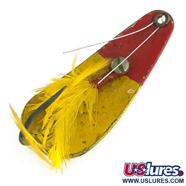 Vintage   Weezel bait Rex Spoon, 2/5oz Yellow / Red fishing spoon #7070
