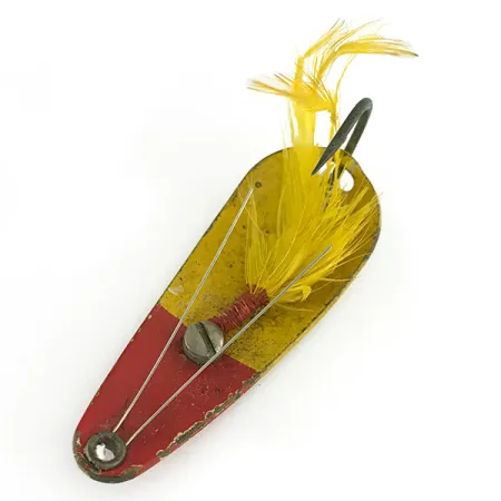 Vintage Weezel bait Rex Spoon, 2/5oz Yellow / Red fishing spoon #7070