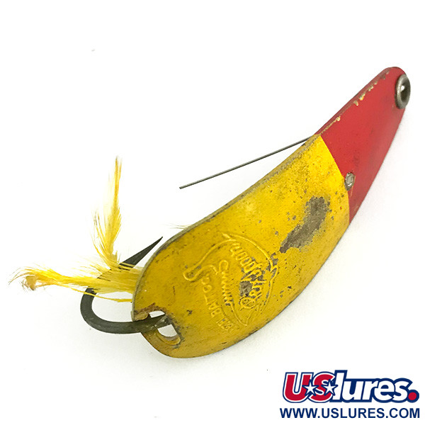 Vintage   Weezel bait Rex Spoon, 2/5oz Yellow / Red fishing spoon #7070
