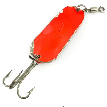 Vintage Gibbs Delta Kit-A-Mat #55, 1oz Silver / Orange UV  Glow in UV light, Fluorescent fishing spoon #7086