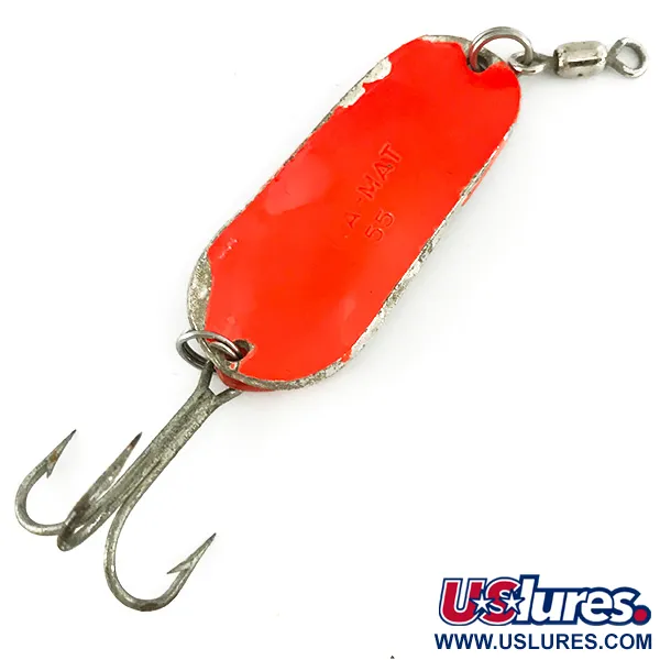 Vintage   Gibbs Delta Kit-A-Mat #55, 1oz Silver / Orange UV  Glow in UV light, Fluorescent fishing spoon #7086