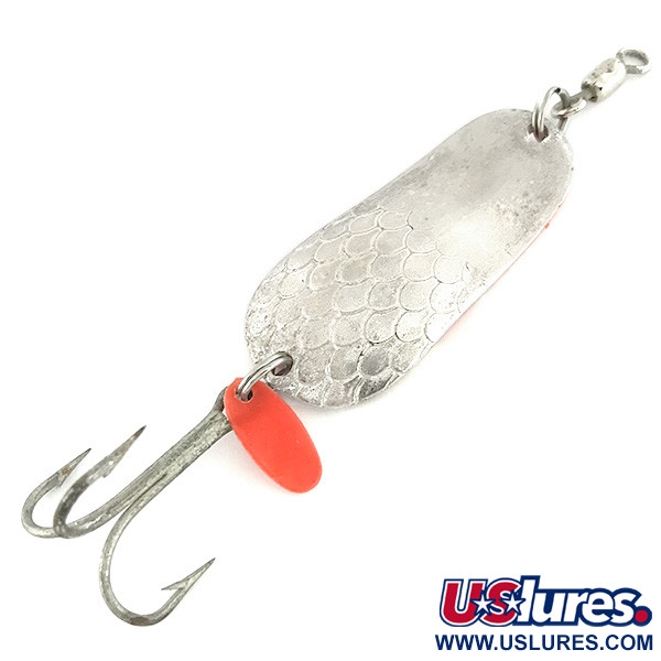 Vintage   Gibbs Delta Kit-A-Mat #55, 1oz Silver / Orange UV  Glow in UV light, Fluorescent fishing spoon #7086