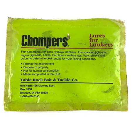 Chompers Single Tail Grub 8pcs, Chartreuse Pepper fishing #7088
