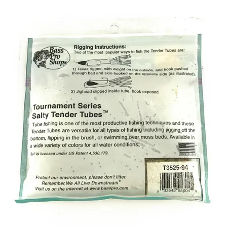 Bass Pro Shops Salty Tender Flipping Tubes soft bait 7pcs, Green Pumpkin  fishing #7089