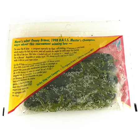 Vintage Strike King Flipt-N-Tube soft bait 7pcs, Green Pumpkin  fishing #7090