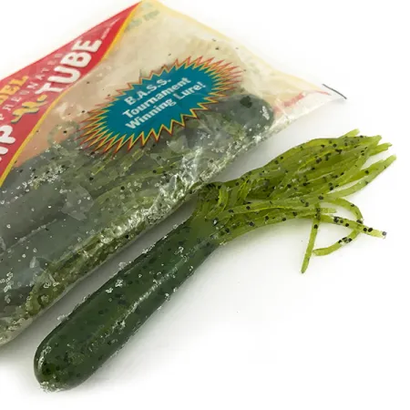 Vintage Strike King Flipt-N-Tube soft bait 7pcs, Green Pumpkin  fishing #7090