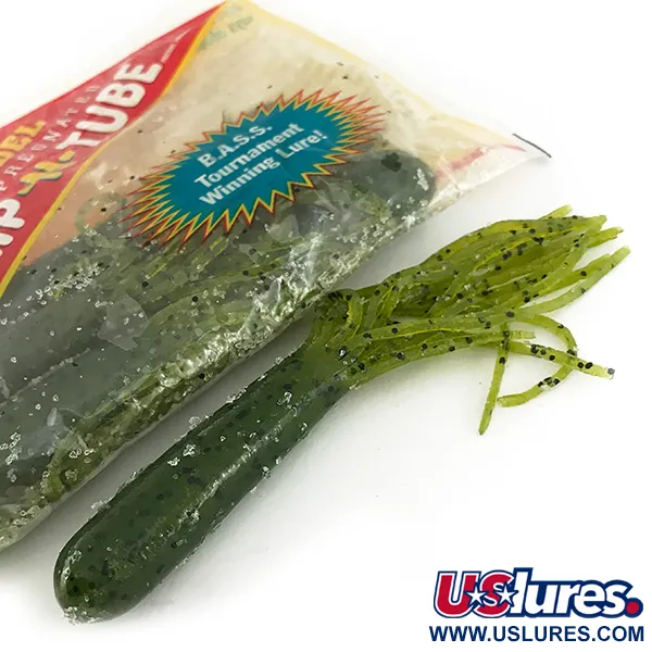 Vintage   Strike King Flipt-N-Tube soft bait 7pcs,  Green Pumpkin  fishing #7090